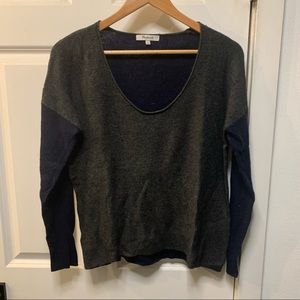 Madewell Kimball Pullover Sweater - Navy & Charcoal Colorblock